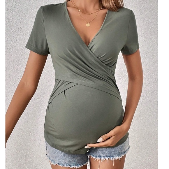 Tops - Maternity Surplice Short Sleeve Top